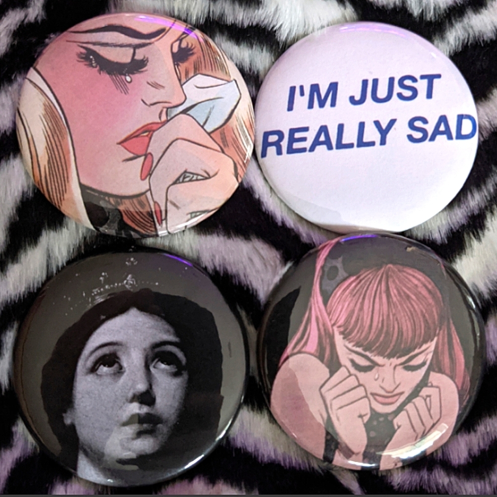 Emo I'm just really sad set of 4 pins buttons badges